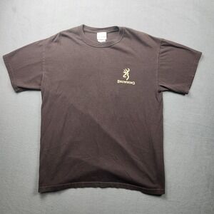 Browning Mens Brown Graphic T-Shirt Camo Deer Skull Buckmark Logo Size M